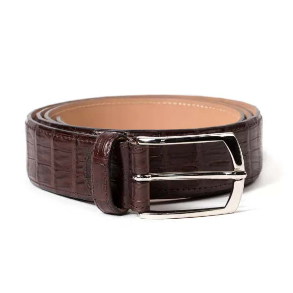 Simonnot-Godard Belt Made Of Brown Crocodile Leather - Handcrafted