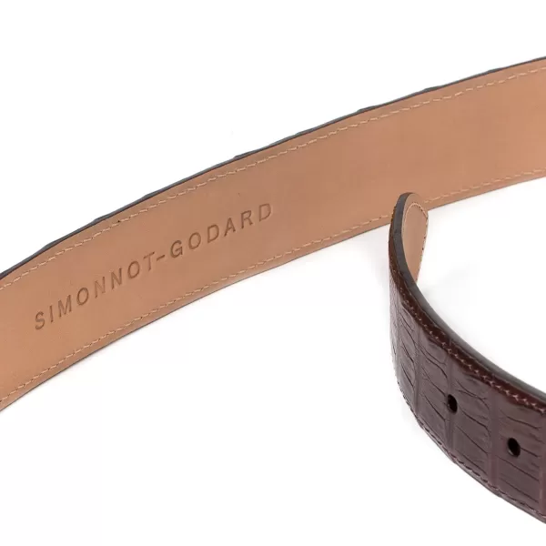 Simonnot-Godard Belt Made Of Brown Crocodile Leather - Handcrafted