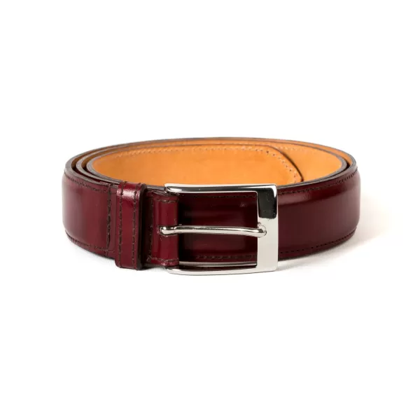 Saint Crispin's Belt Made Of Burgundy-Colored Calfskin - Hand-Colored