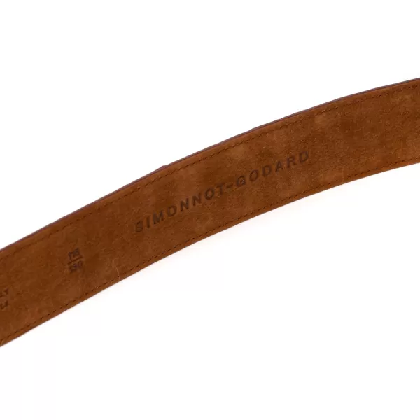 Simonnot-Godard Belt Made Of Cognac Crocodile Leather - Handcrafted