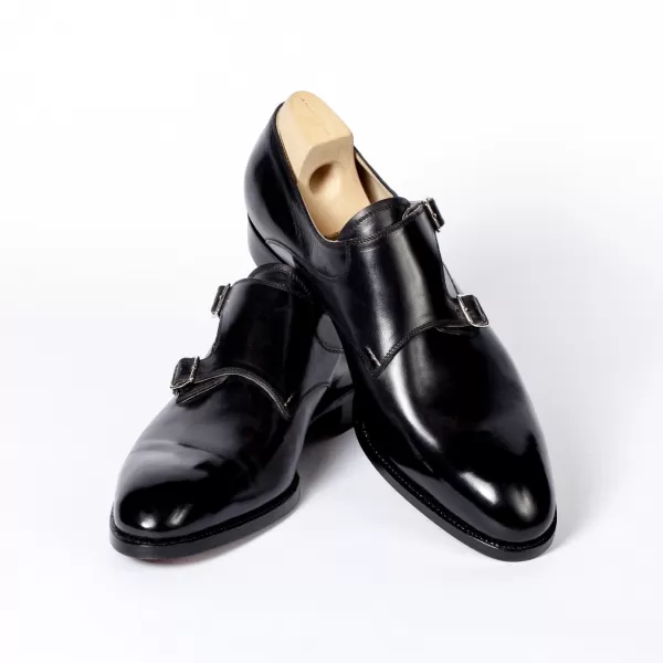 Saint Crispin's Black Double Monk Made Of Calfskin