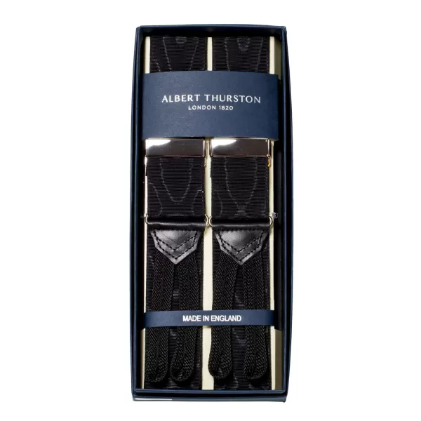 Albert Thurston Black Suspenders To Button Made Of Silk Moire