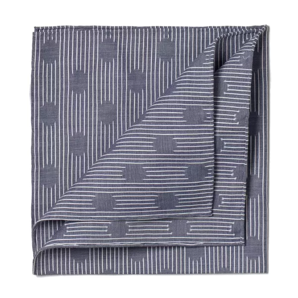 Simonnot-Godard Blue Patterned Cotton Pocket Square