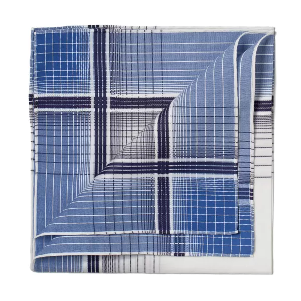 Simonnot-Godard Blue Patterned Cotton Pocket Square