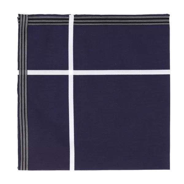 Simonnot-Godard Blue Patterned Handkerchief "Socotra" Made Of Fine Cotton - Hand-Rolle