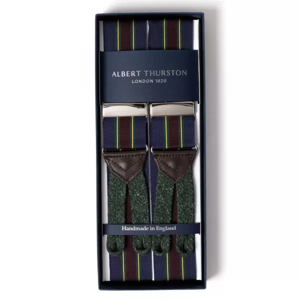 Albert Thurston Blue Suspenders "Rigid Stripe" To Button