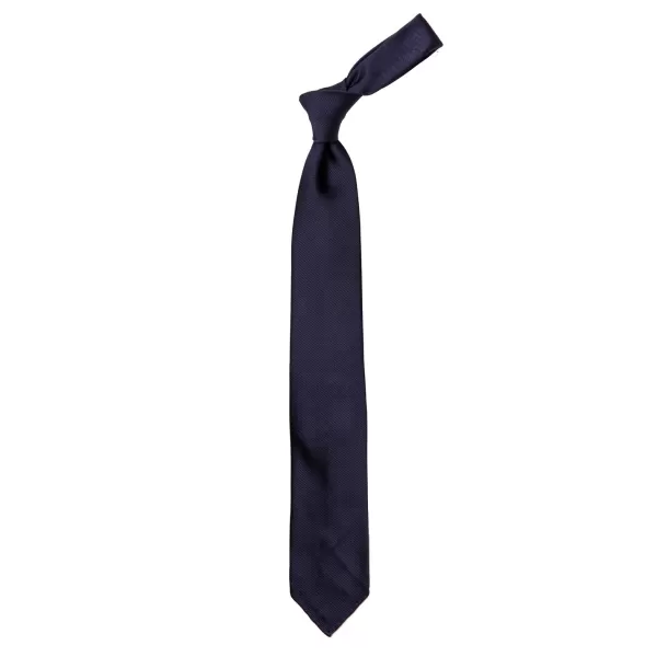 Cesare Attolini Blue Tie "Twill Diagonale" Made Of Pure Silk - Hand Rolled
