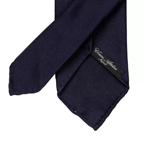 Cesare Attolini Blue Tie "Twill Diagonale" Made Of Pure Silk - Hand Rolled