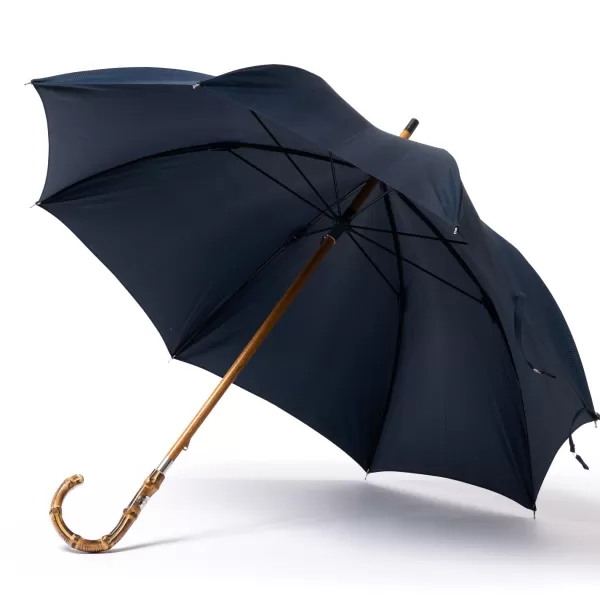 Maglia Blue Umbrella "Traveller" With Handle Made Of Bamboo Wood