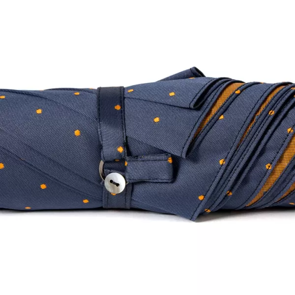 Maglia Blue Umbrella With Light Brown Dots And Handle Made Of Chestnut Wood