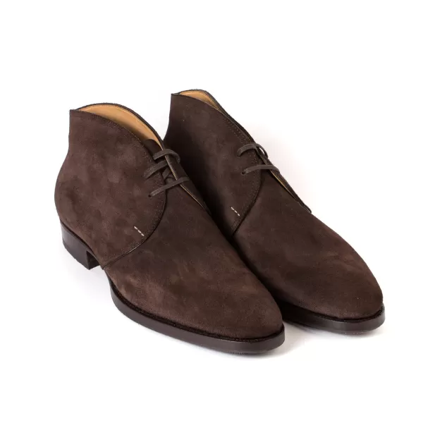Saint Crispin's Boot "Dress Chukka" Made Of Dark Brown Suede Leather