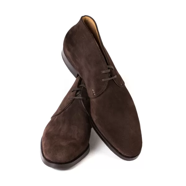 Saint Crispin's Boot "Dress Chukka" Made Of Dark Brown Suede Leather