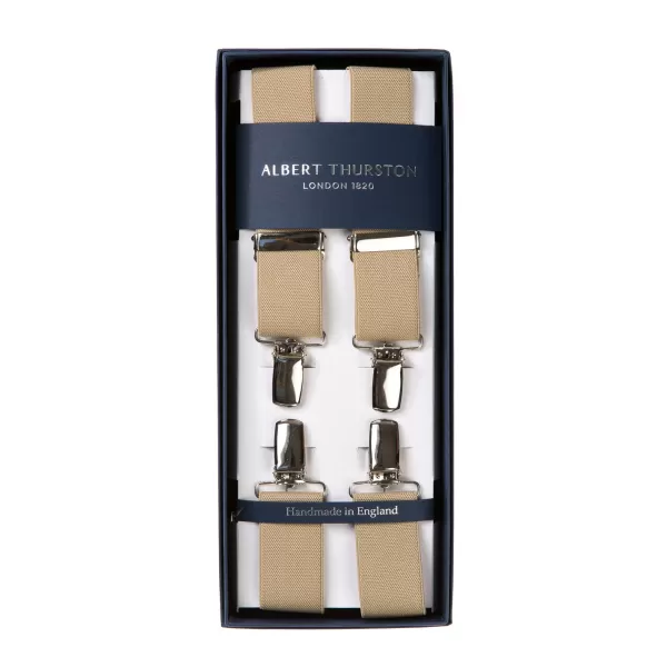 Albert Thurston Brown Elastic Pants Straps "X Back Nickel" With Clips