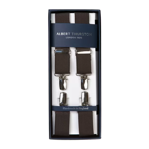 Albert Thurston Brown Elastic Pants Straps "X Back Nickel" With Clips