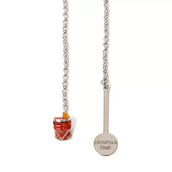 Barbarulo Napoli Buttonhole Necklace "Negroni" In Sterling Silver - Handmade