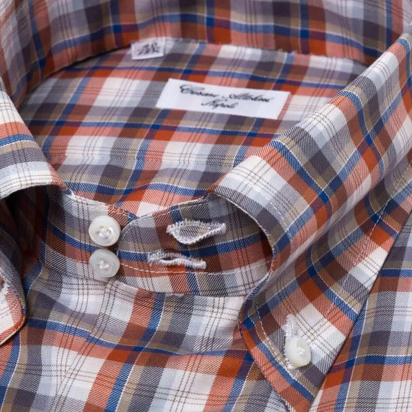 Cesare Attolini Checked Shirt "Lusso Sportivo" In A Cotton Twill From Carlo Riva - Col