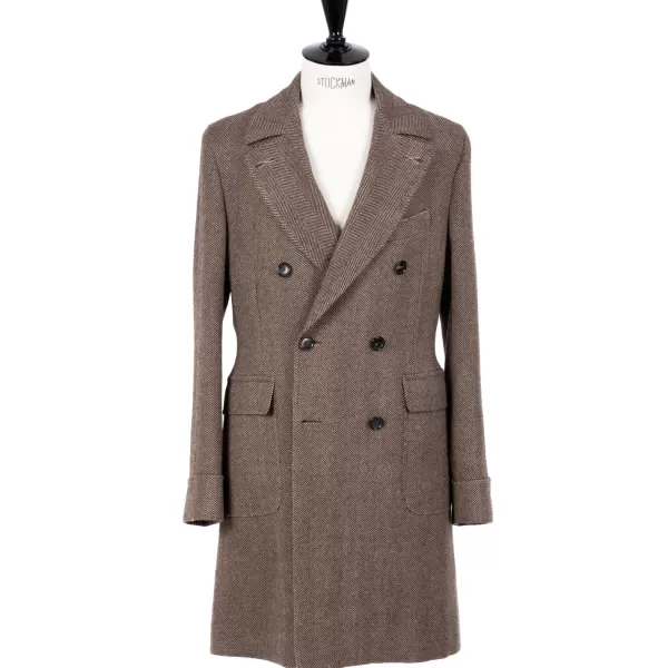 De Petrillo Coat "L'Aristocratico" With Herringbone Pattern In Pure Wool - Handmad