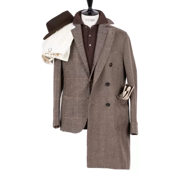 De Petrillo Coat "L'Aristocratico" With Herringbone Pattern In Pure Wool - Handmad