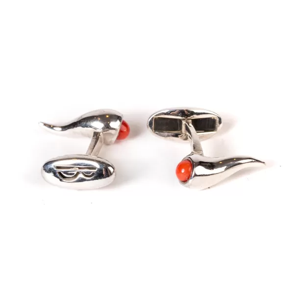 Barbarulo Napoli Cufflinks "Cornetto Napoli" Made Of Sterling Silver - Purely Handcraft