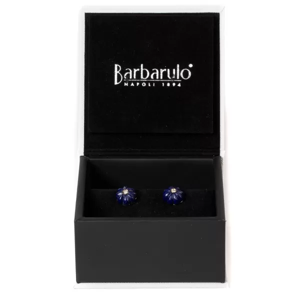 Barbarulo Napoli Cufflinks "Lapislazuli Flower Diamond" Made Of Sterling Silver - Purel