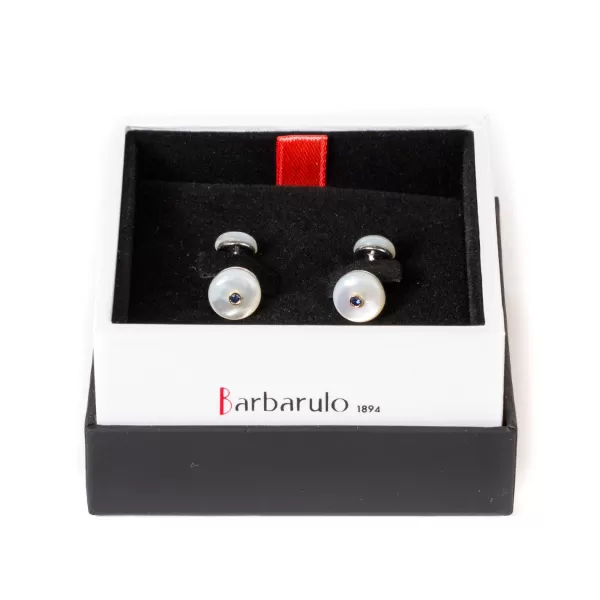 Barbarulo Napoli Cufflinks "Mother Of Pearl" Made Of Sterling Silver - Purely Handcraft