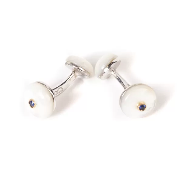 Barbarulo Napoli Cufflinks "Mother Of Pearl" Made Of Sterling Silver - Purely Handcraft