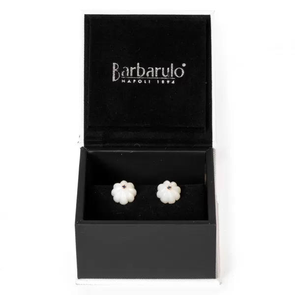 Barbarulo Napoli Cufflinks "Mother Of Pearl With Sapphires" Made Of Sterling Silver - P