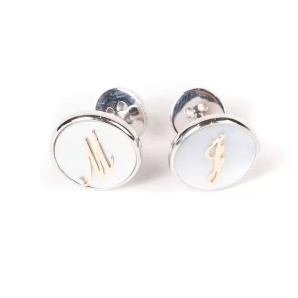 Barbarulo Napoli Cufflinks "Personal Initials" Made Of Sterling Silver - Purely Handcra