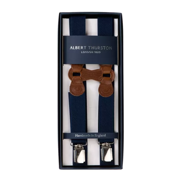 Albert Thurston Dark Blue Elastic Suspenders "Infinity" With Clips