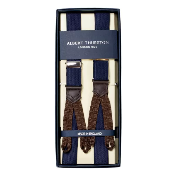 Albert Thurston Dark Blue Elastic Suspenders To Button