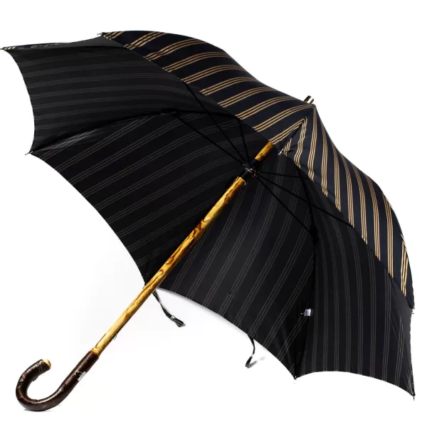 Maglia Dark Blue Striped Umbrella With Handle Made Of Walnut
