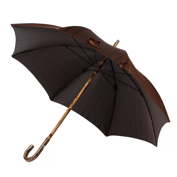 Maglia Dark Brown Striped Stick Umbrella With Handle Made Of Walnut Wood