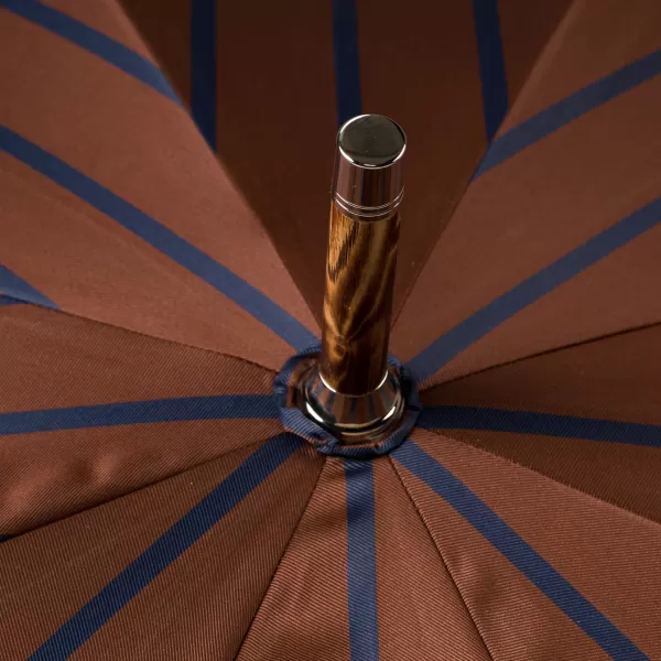 Maglia Dark Brown Striped Stick Umbrella With Handle Made Of Walnut Wood