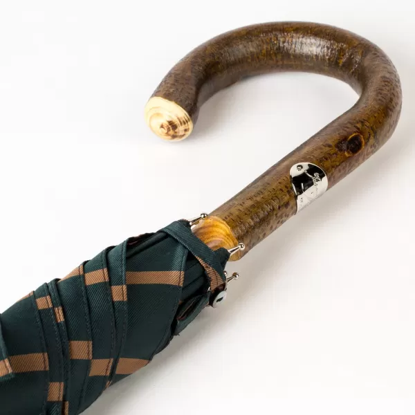 Maglia Dark Green Striped Umbrella With Handle Made Of Walnut