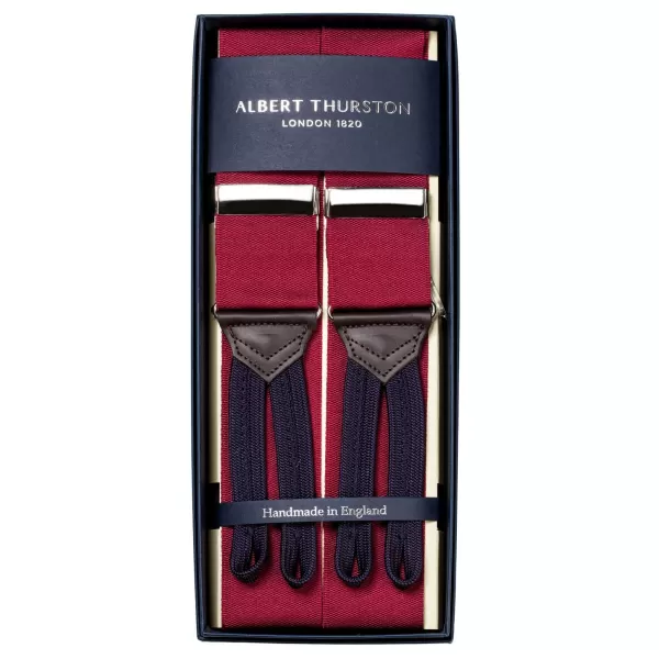 Albert Thurston Dark Red Suspenders "Rigid Plain" To Button