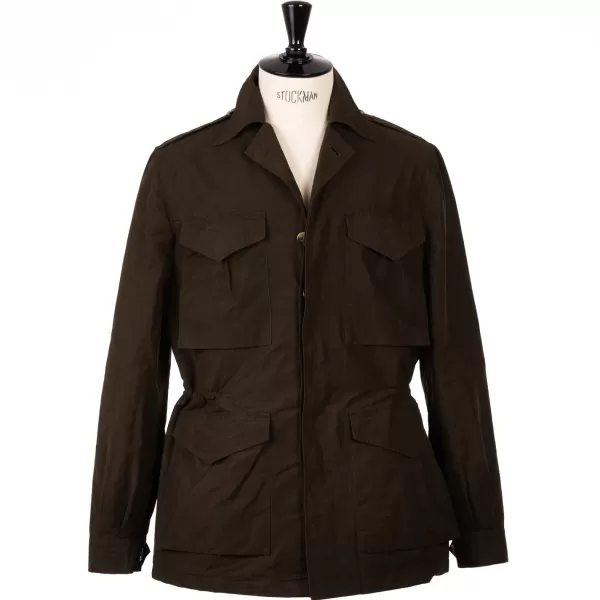 Justo Gimeno Field Jacket "Travis" In Waxed Tec Cotton