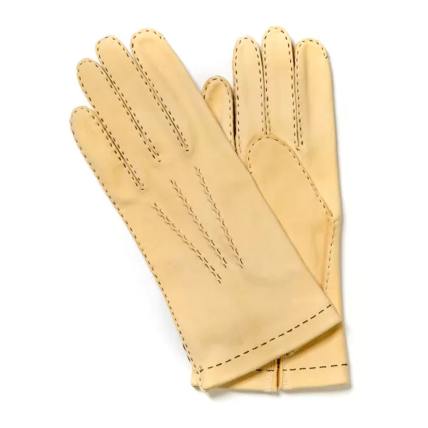 Thomas Riemer Wien Gloves "Offizier" Made Of Beige Deerskin