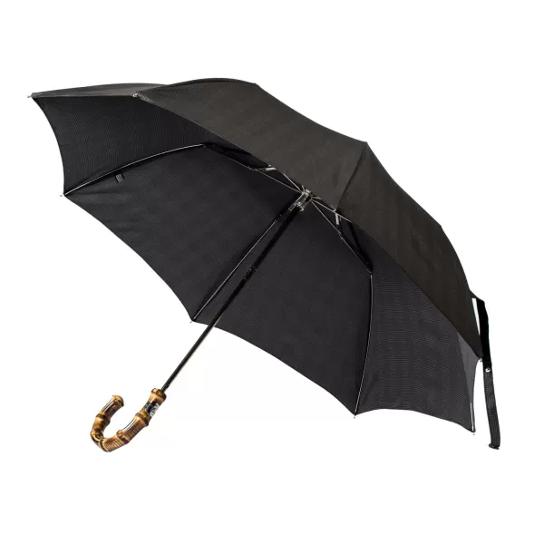 Maglia Gray-Black Telescopic Umbrella "Prince De Galles" With Bamboo Handle
