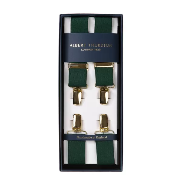 Albert Thurston Green Elastic Pants Straps "X Back Gold" With Clips