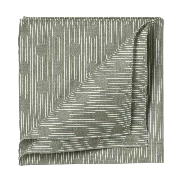 Simonnot-Godard Green Patterned Cotton Pocket Square