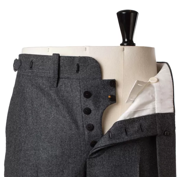 Cesare Attolini Grey Trousers "Fox Flannel" Made Of English Wool - Purely Handcraft