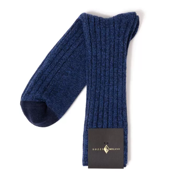 Sozzi Ink Blue Melange Stocking "Sporting" Made Of A Cashmere Mix