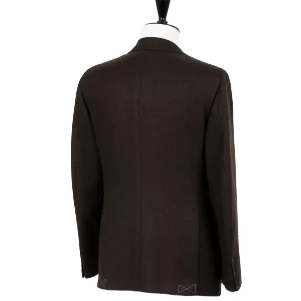 Cesare Attolini Jacket "Green Herringbone Gent" Made Of Pure Merino Wool By Fox Brothe
