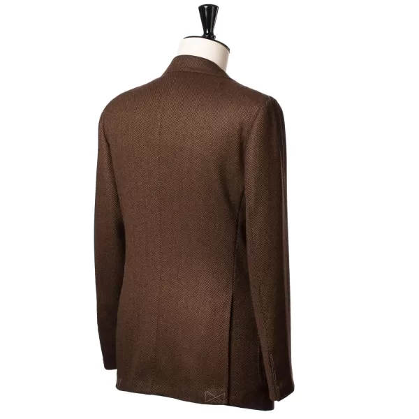 Cesare Attolini Jacket "Herringbone" Made Of Pure Merino Wool From Fox Brother'S - Pur