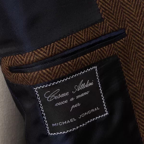 Cesare Attolini Jacket "Herringbone" Made Of Pure Merino Wool From Fox Brother'S - Pur