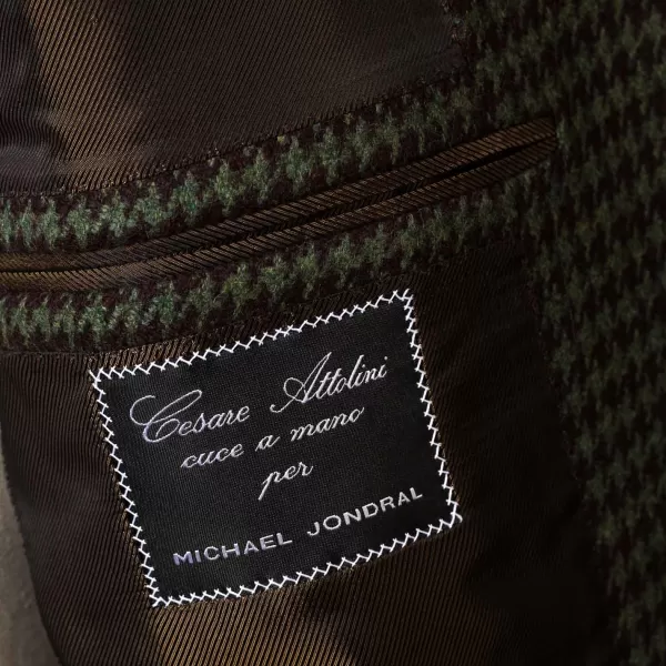 Cesare Attolini Jacket "Houndstooth" Made Of Pure Merino Wool By Fox Brother'S - Pure