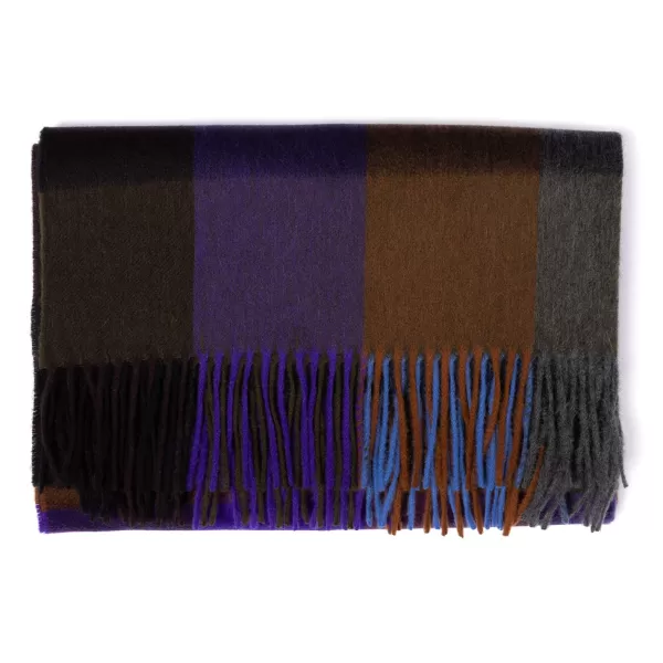 Joshua Ellis X Mj: Pure Scottish Cashmere Ripple Check Stole Scarf