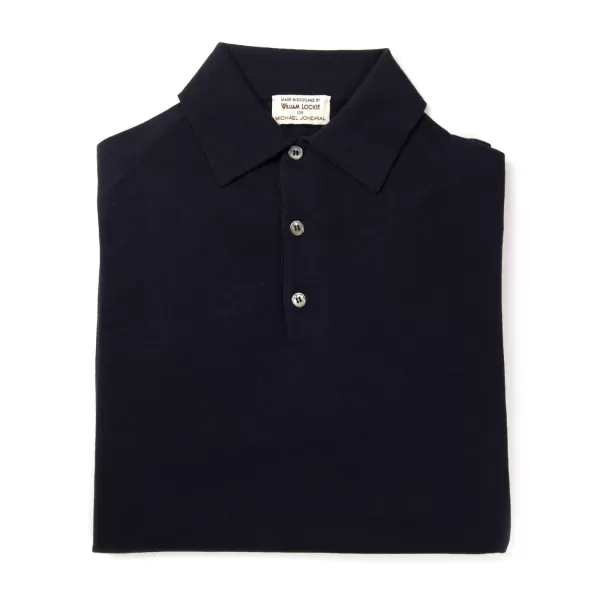 William Lockie Knitted Polo "Devon" In Finest 14 Micron Merino Wool From Loro Piana
