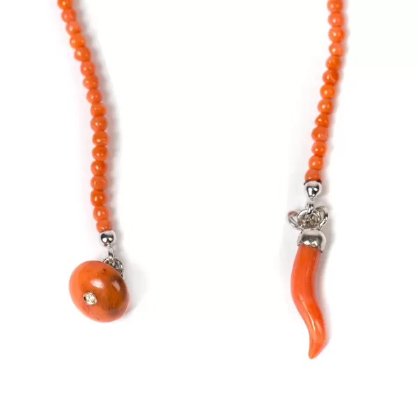 Barbarulo Napoli Knopflochkette "Coral Button Diamond"" Aus Koralle - Handarbeit