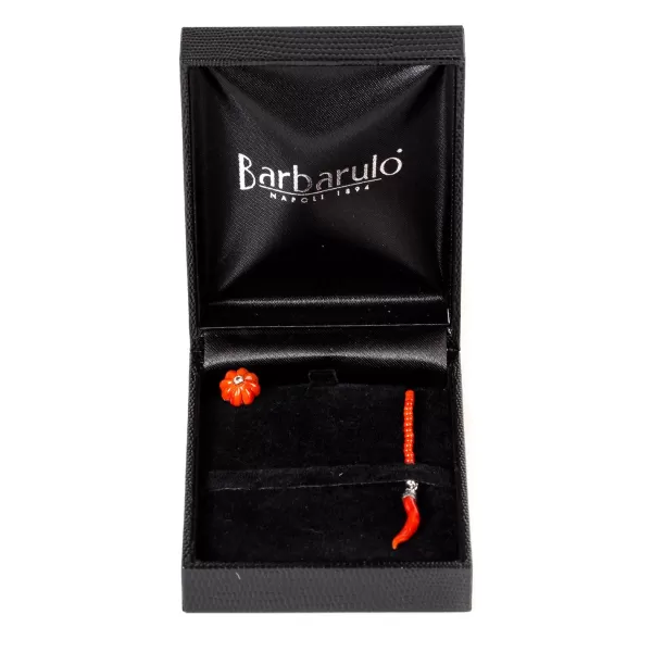 Barbarulo Napoli Lapel Chain "Coral Flower Diamond" Made Of Sterling Silver - Purely Ha